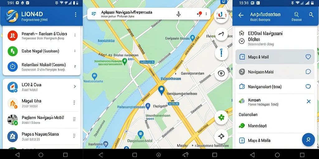 Antarmuka LION4D yang jelas dan informatif untuk Navigasi Mobil.