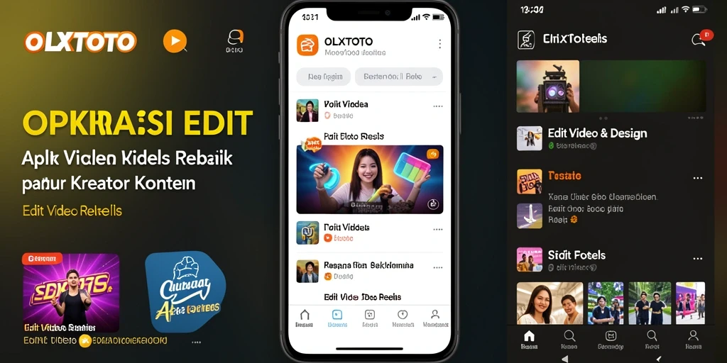 Antarmuka aplikasi OLXTOTO untuk edit video reels dengan fitur lengkap.