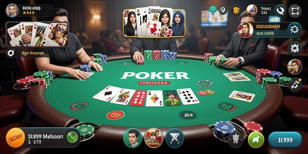 Tampilan antarmuka SL999 yang menarik dan fungsional untuk bermain Poker.