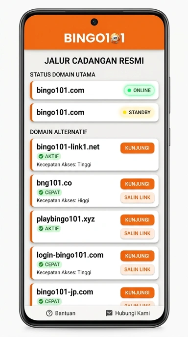 Tampilan link alternatif bingo101