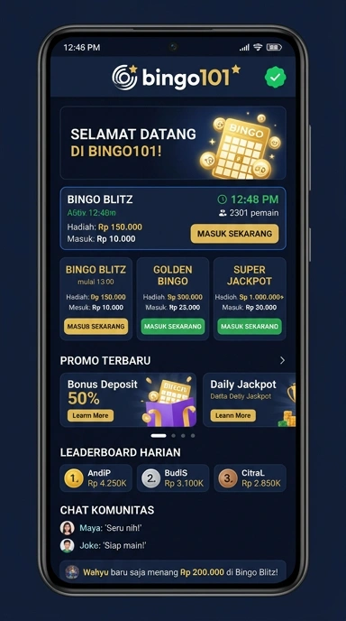 Tampilan kanal resmi bingo101