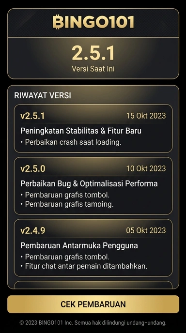 Tampilan riwayat versi bingo101